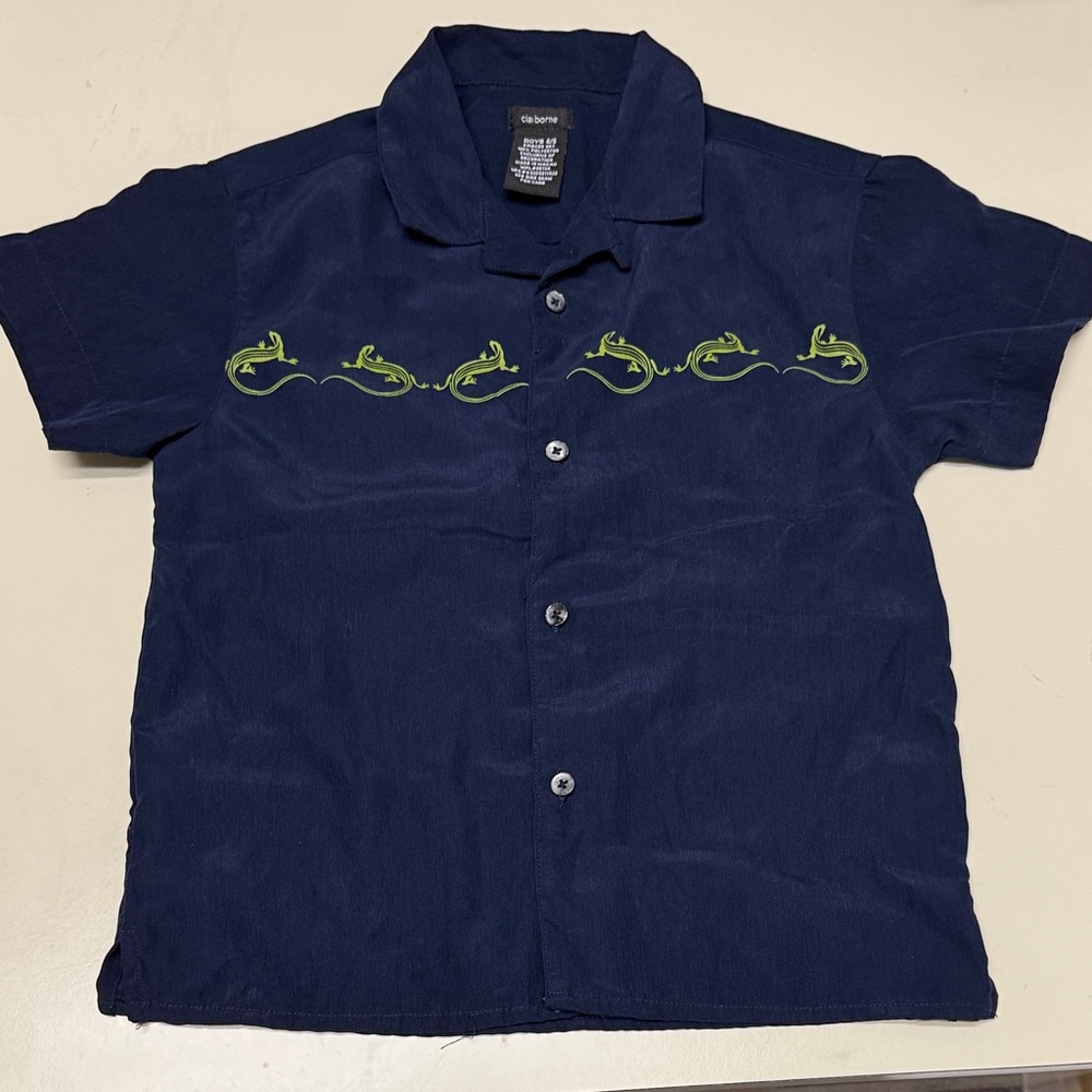 Liz Claiborne Kids Navy Shirt with Green Lizard Design